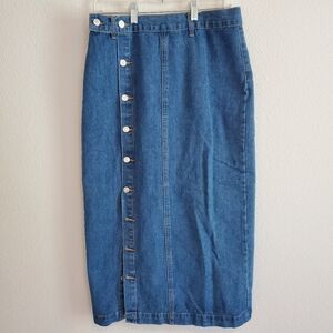 Women's Botton Down Jean Midi Skirt